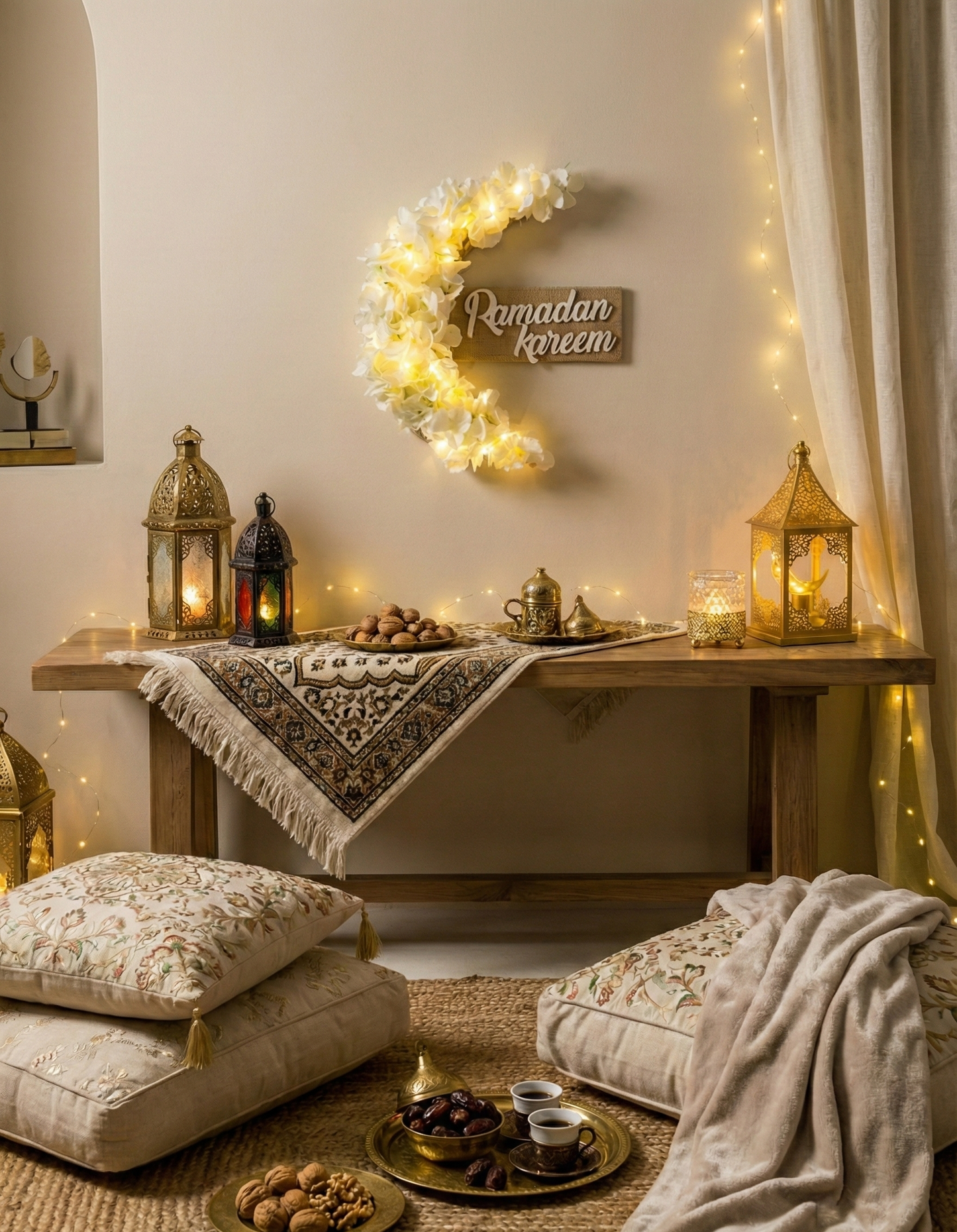 Crescent of Ramadan off white color