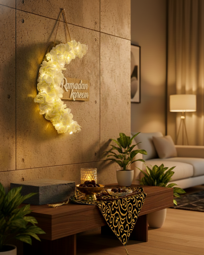 Crescent of Ramadan off white color