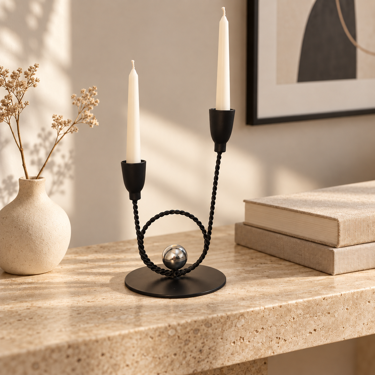 Black Twist Candle Holder