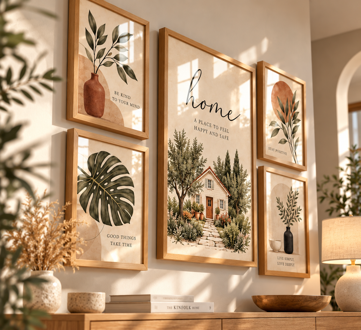 Botanical Japandi Collection- Wood frame with Glossy acrylic front cover