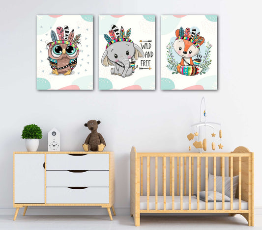 kids room wall tableau set Baby Animals