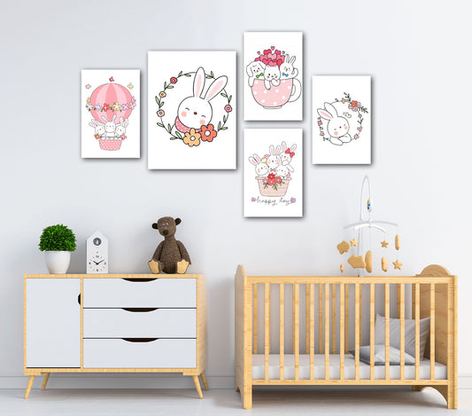 kids room wall tableau set Animals girls