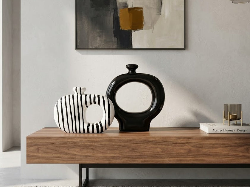 Black & White Striped Vases