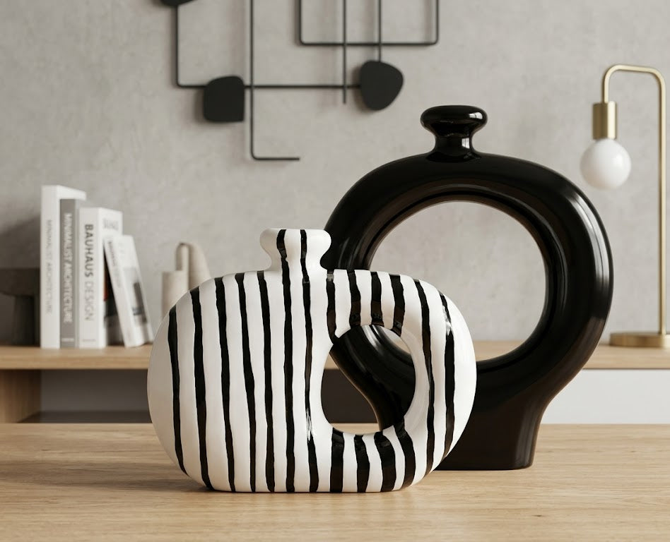 Black & White Striped Vases