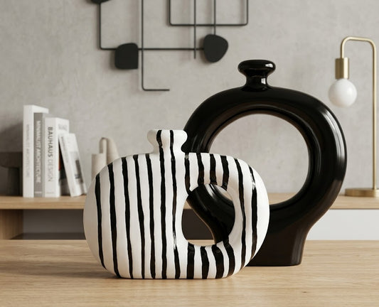 Black & White Striped Vases