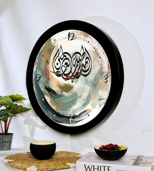 Wall clock with resin frame and glass cover