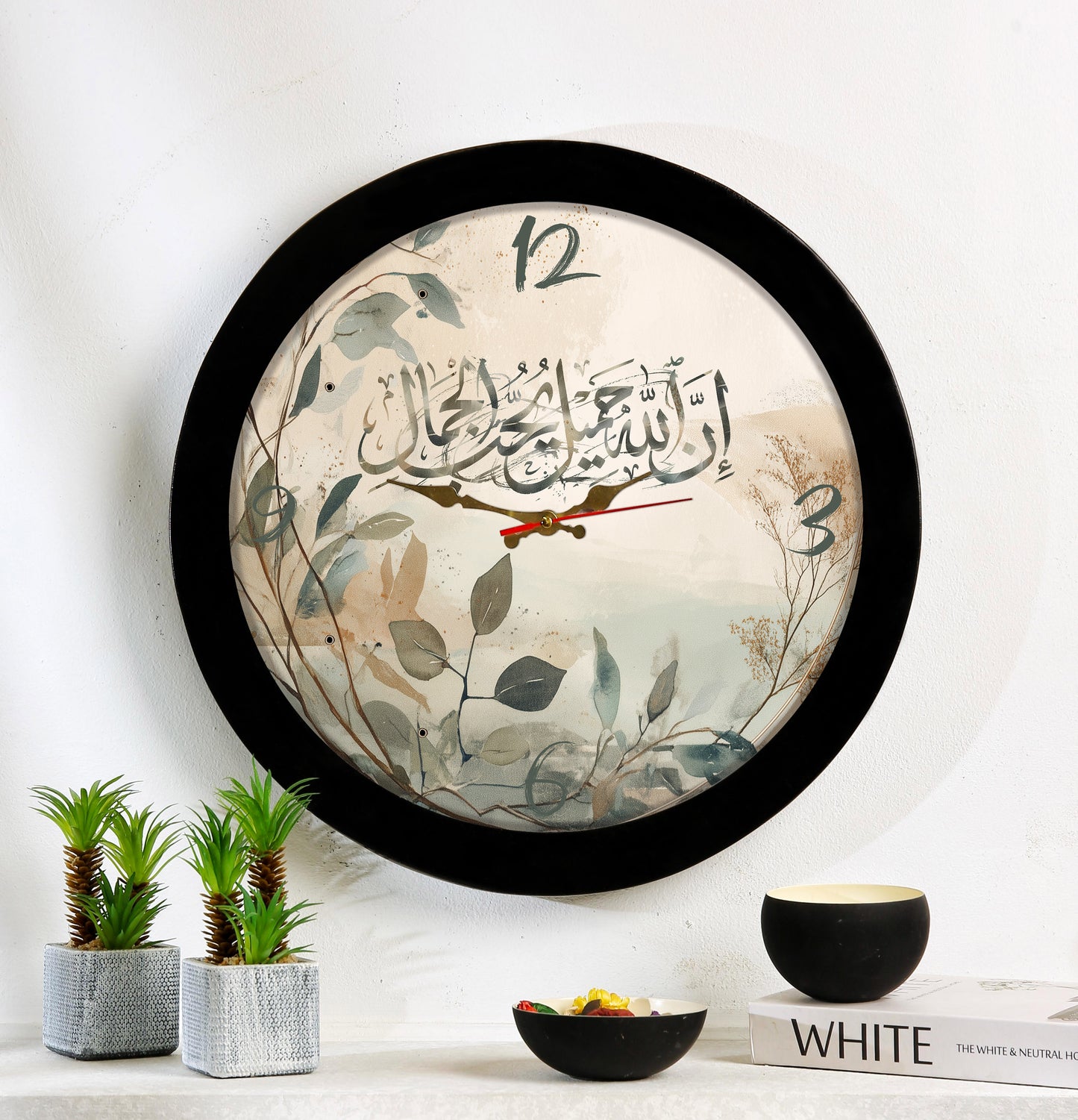 Islamic Wall clock with resin frame and glass cover