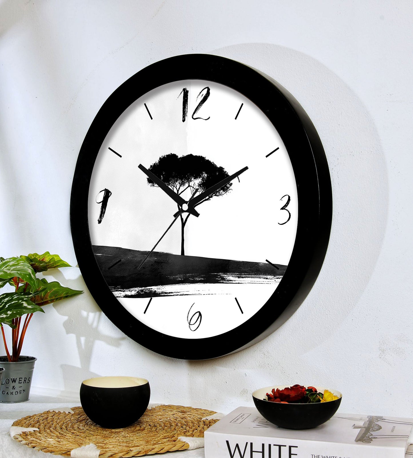 Wall clock with resin frame and glass cover