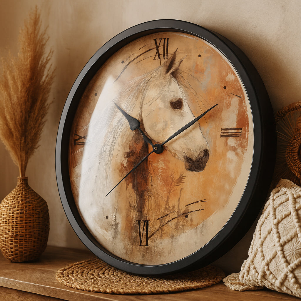 Wall clock with resin frame and glass cover