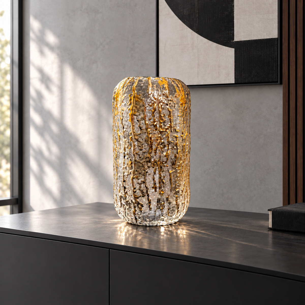 Golden Texture Glass Vase Set