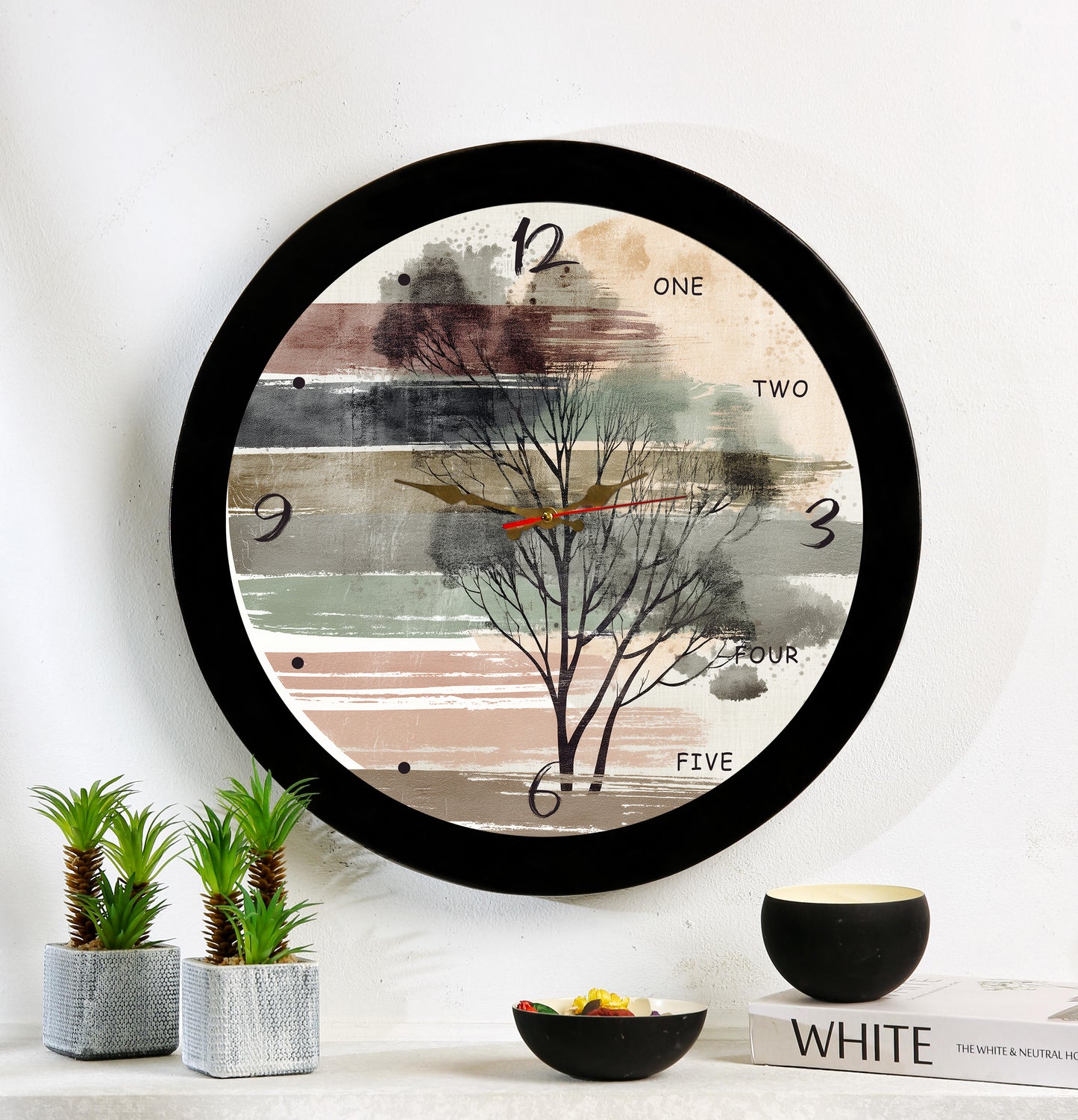Wall clock with resin frame and glass cover