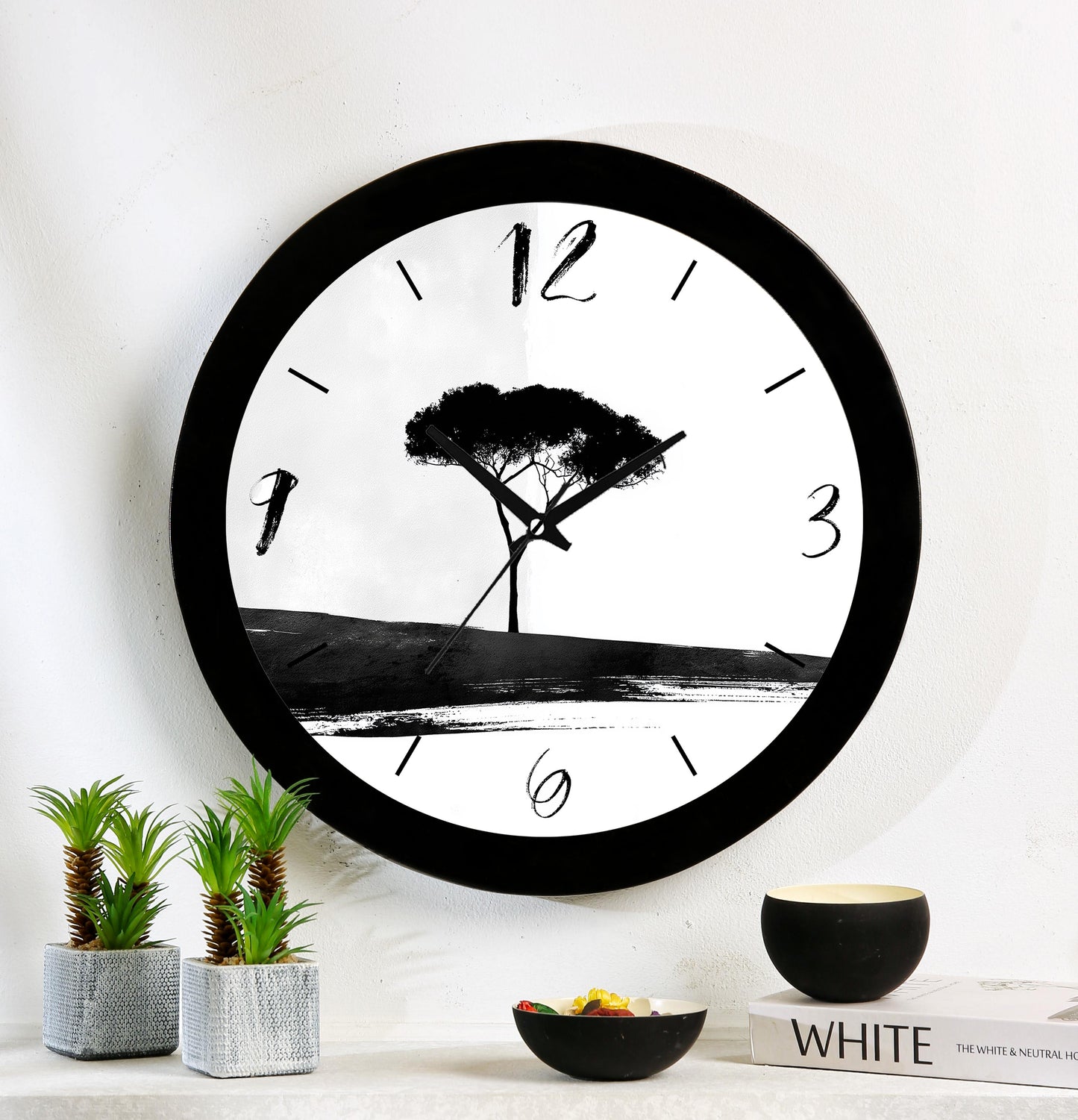 Wall clock with resin frame and glass cover