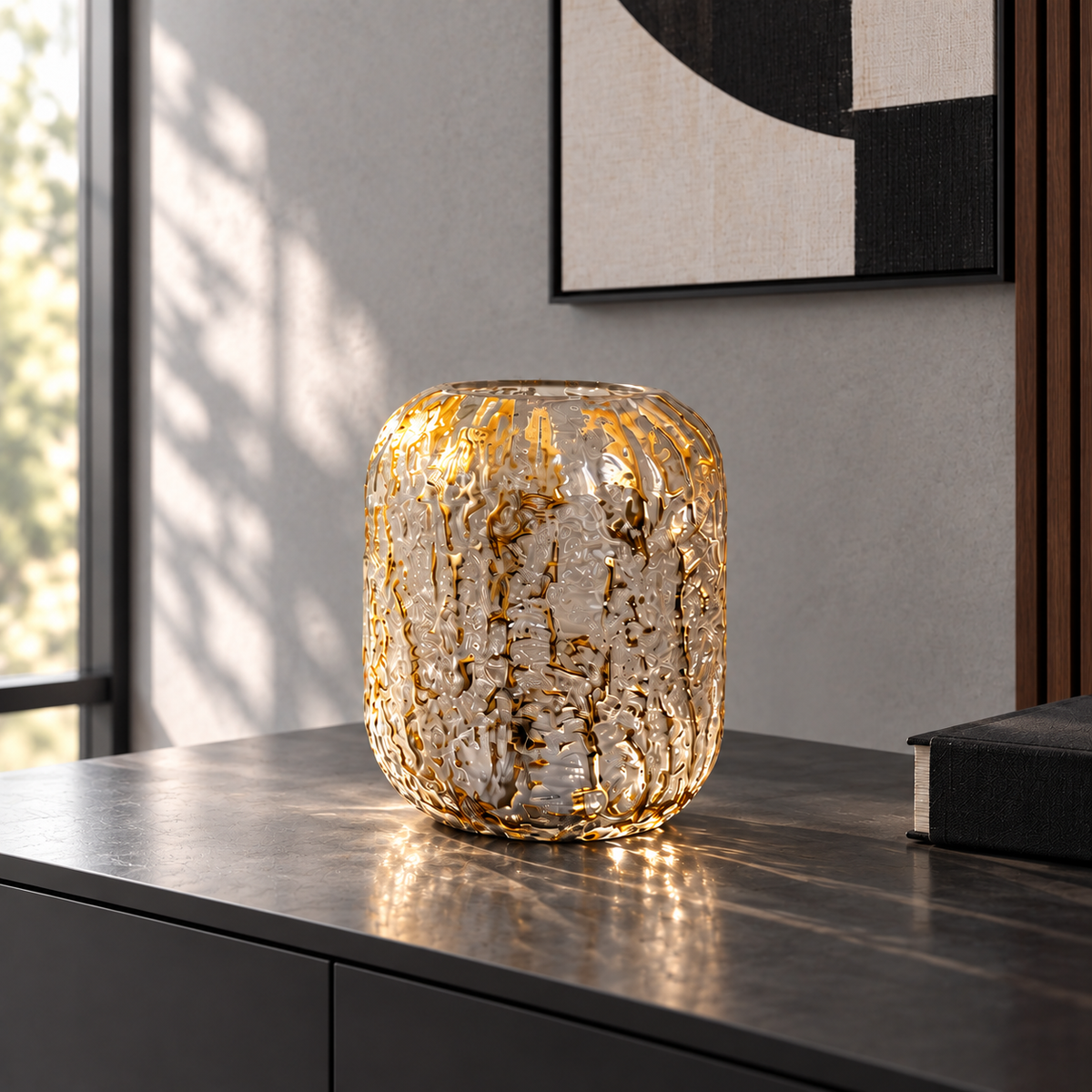 Golden Texture Glass Vase Set