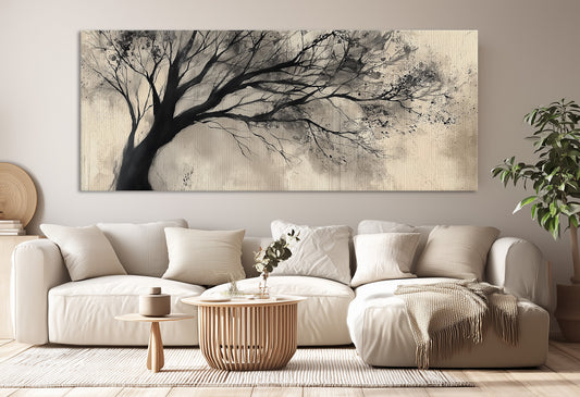 Silhouette tree canvas printed tableau