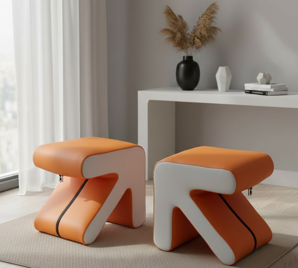 Leather Chic Arrow-Shaped PUFF